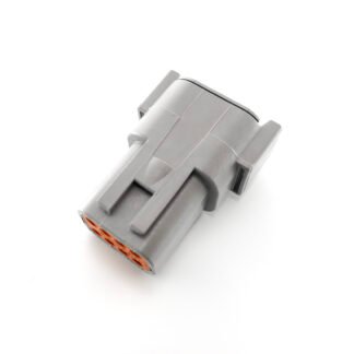 Deutsch DTM04-08P 8-way male miniature connector for compact, waterproof automotive and industrial wiring applications.